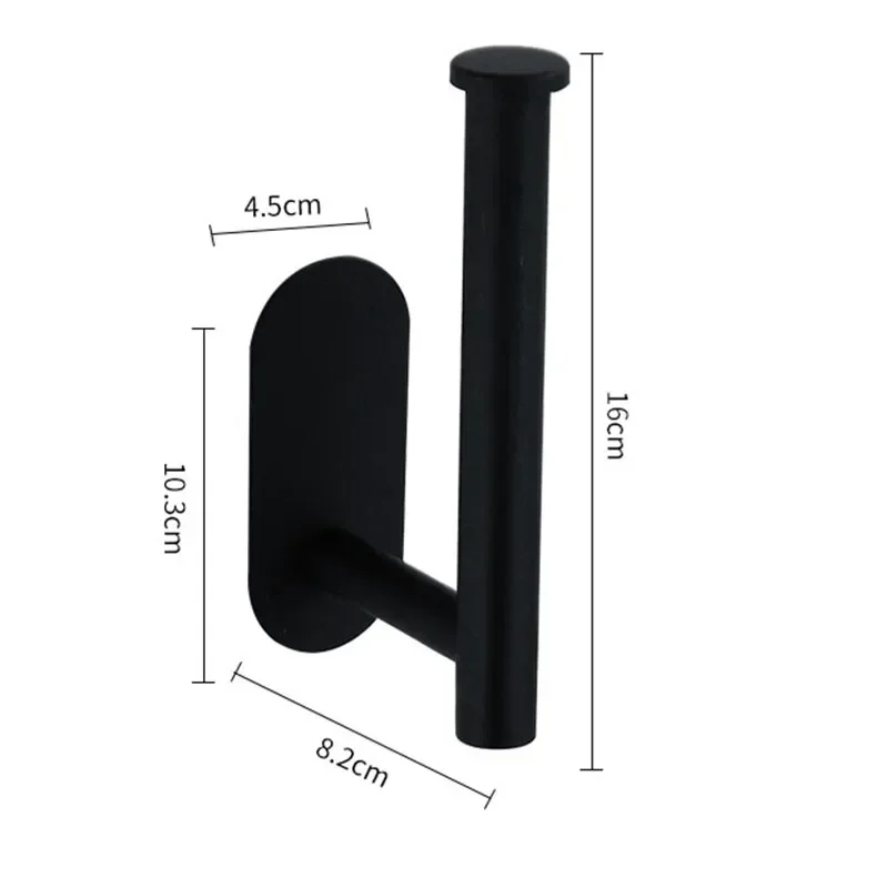 Description Picture 5 of itemblack Toilet Roll Paper Towel Toilet wall Holder Stainless Steel Organizers holder bathroom Self Adhesive Punch-Free Rack Tissue