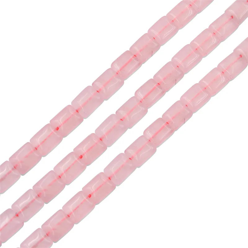 

Rose Quartz Pink Crystal Beads Strand Rectangle Shape 8x10mm Natural Stone Accessories For Making Jewelry Bracelet Earring DIY