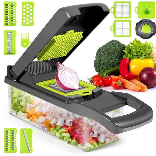 Mueller Pro-Series All-in-One, 12 Blade Vegetable Chopper, Mandoline Slicer  for Kitchen, Vegetable Slicer and Spiralizer, Cutter, Dicer, Food Chopper