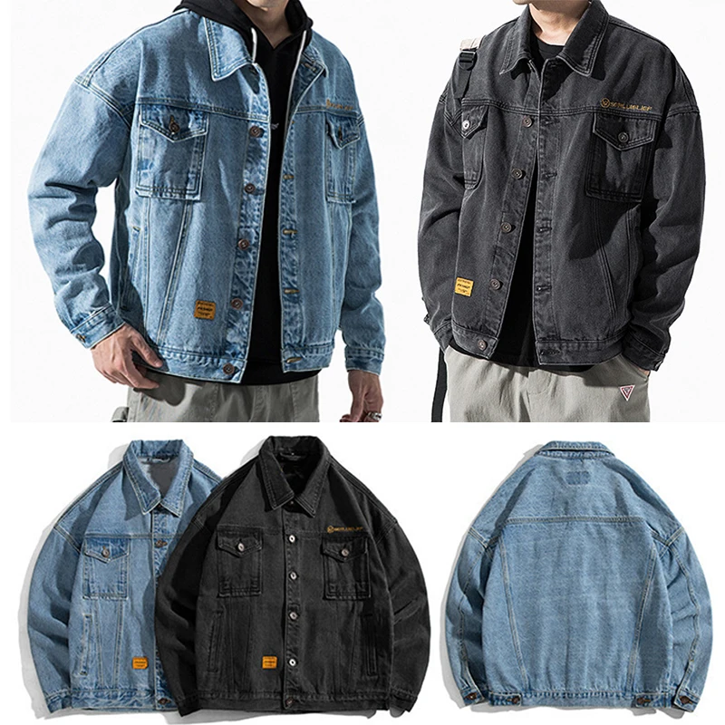 2023 New Mens Denim Jacket Slim Fit Fashion Jeans Jackets Pocket Jacket  Coat Men Handsome Spring Autumn Classic Black White Coat