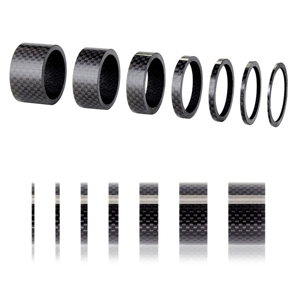 

5pcs Bike Carbon Fiber Headset Spacers 3k Carbon Fiber Fork Stem Washer Black Bicycle Parts For Mountain/road/folding Bikes