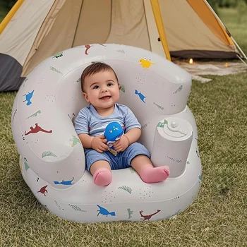 Divano gonfiabile per bambini da 6 a 36 mesi, divano per bambini con pompa d'aria incorporata, sedile gonfiabile per imparare a sedersi, l'alimentazione, il campeggio