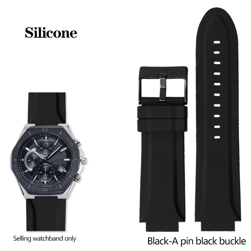 thumbnail image 1 of Correa de reloj de lona de nailon con base de cuero para Casio Edifice Series GST-B400 EFB-680 ECB-10D, correa de silicona, pulsera, 1 of 5