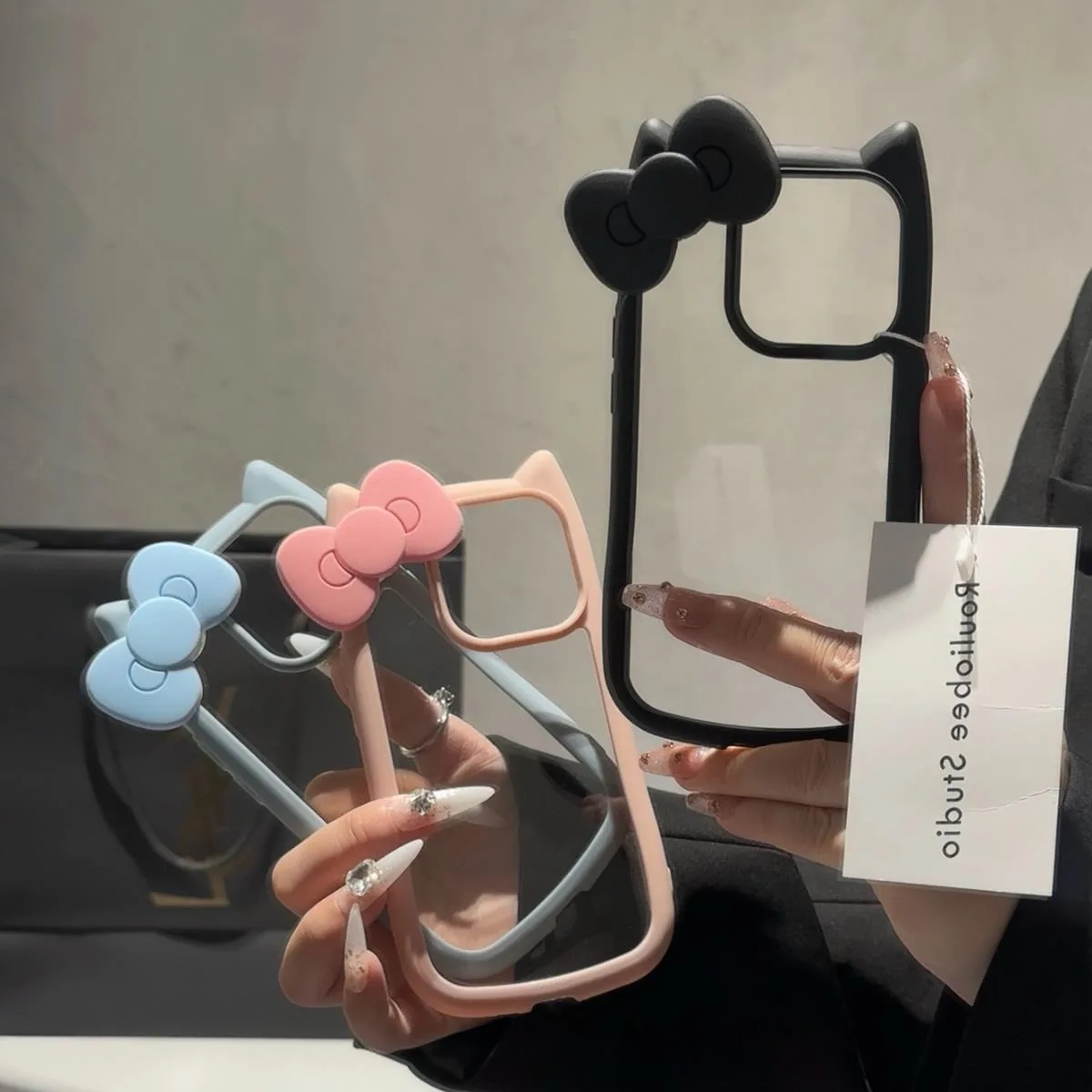 3D Cat Ear & Bowknot Phone Case