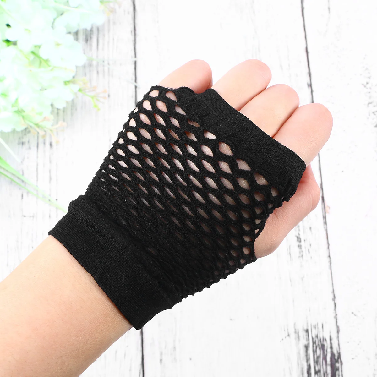 Fingerless Gloves Elastic Lace Headband Neon Earrings Women 80s Party Costumes Fishnet Gloves Plastic Ear Hooks Hair Band