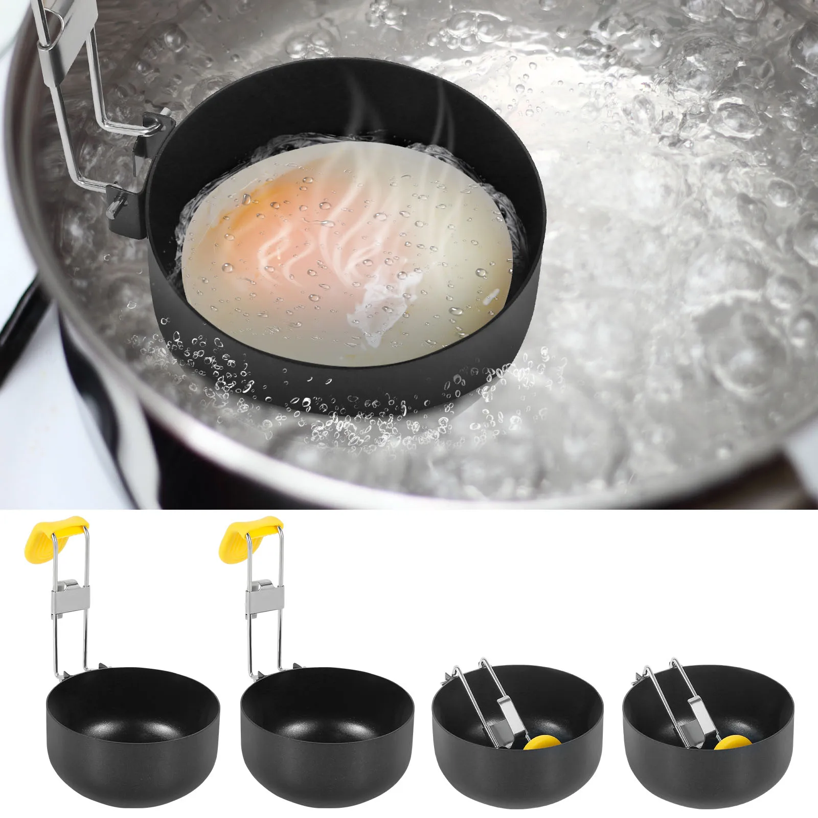 Description Picture 2 of item4Pcs Hang Ear Egg Cooker Foldable Removable Handle Eared Egg Cooker Non-stick Egg Boiling Spoon for Cooking Kitchens Accessories