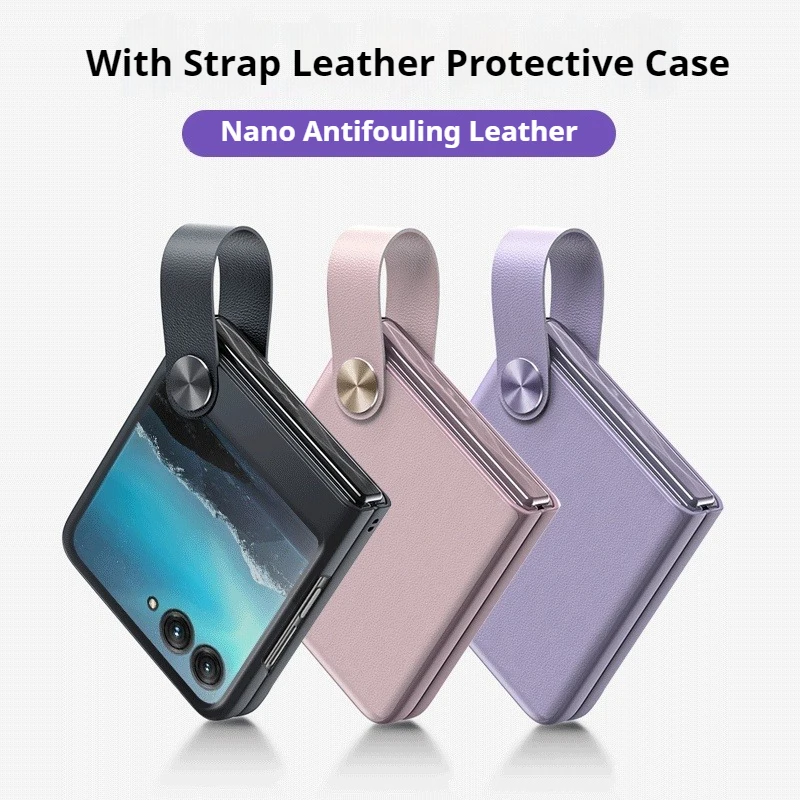 Luxury Leather Phone Case with Wrist Strap and Shockproof Cover