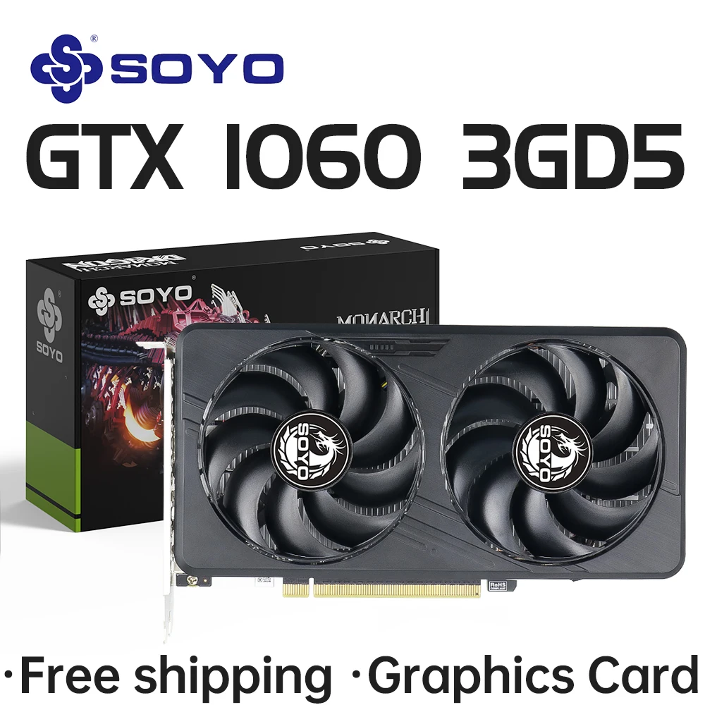 SOYO Graphics Card GTX1060, 6G 3G DDR5 192bit HDMI DP×2 Compatible for Desktop Gaming Computer Components GPU Video Card - Image 2