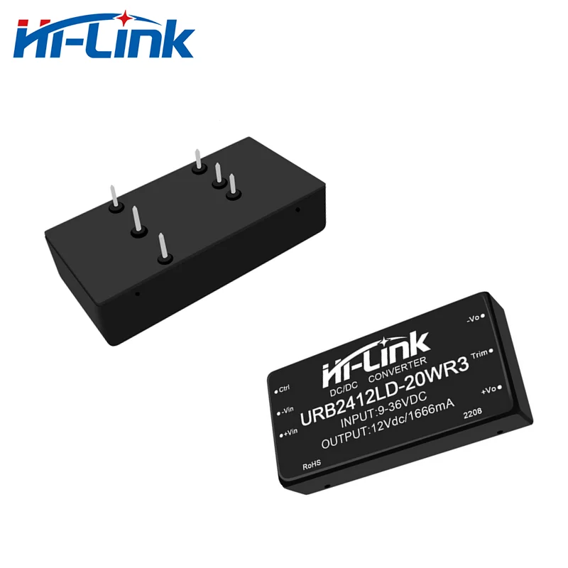 

Hi-Link DC-DC_Step Down 20W Converter URB2412LD-20WR3 Isolated Transformer 24(9-36Vdc) to 12v 1666mA Power Supply Module