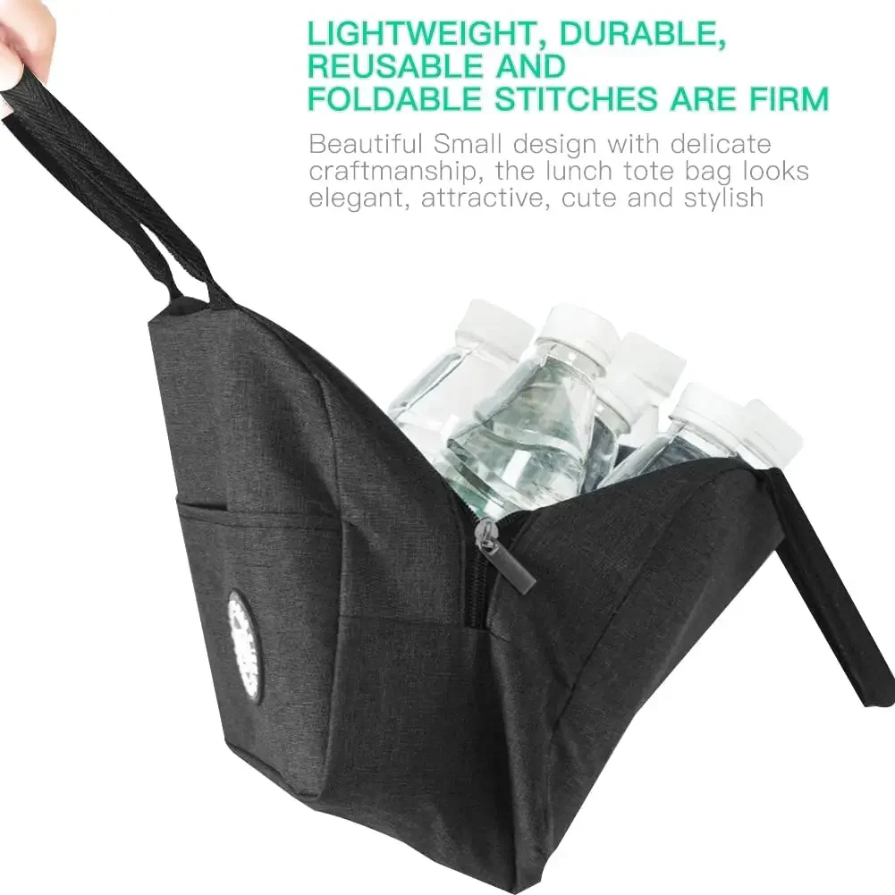 Lunch Bags Women Handbags Picnic Travel Thermal Breakfast Box Girls School Child Convenient Gold Letter Lunch Bag Tote Food Bags