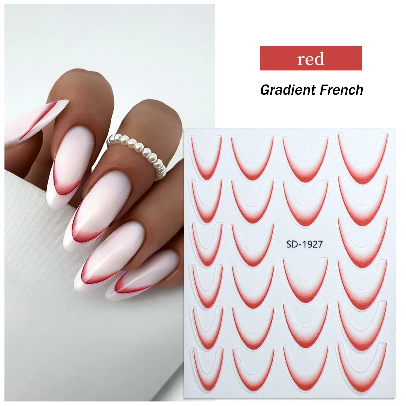 Gradient French Line Manicure Nail Art Stickers - Self-Adhesive Decals
