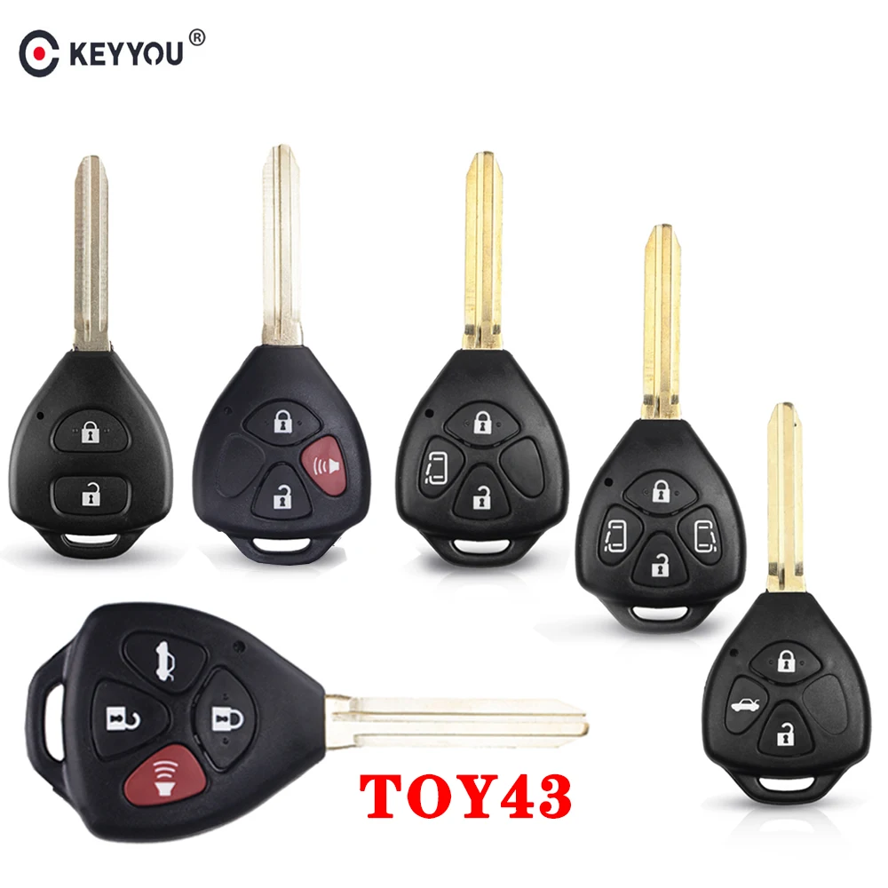 

KEYYOU 2/3/4 BT Car Remote Blank Key Shell Case for Toyota Camry Corolla Reiz RAV4 Crown Avalon Venza Matrix TOY43 Blade