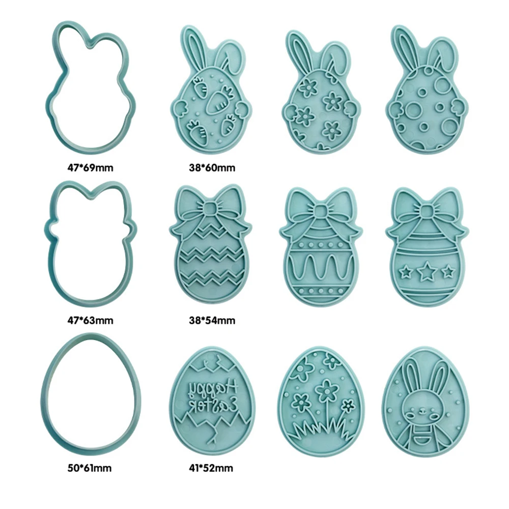 Easter Plastic Cookie Cutter Rabbit Egg Biscuit Cutter 3D Cartoon Bunny Molds Baking Tools Party Cupcake DIY Supplies 1Set cookie cutter baking mold cookie mould cookie printing mold