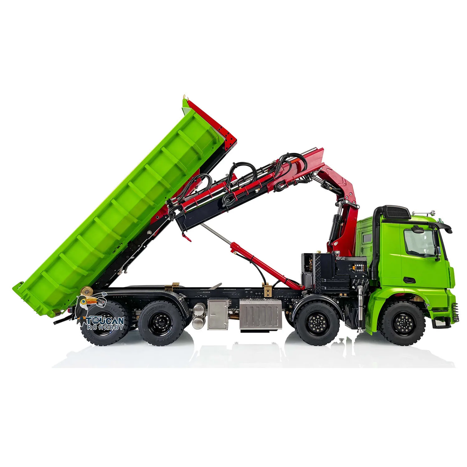 LESU 1/14 RC Metal Hydraulic Crane Truck 8X8 Tipper Dumper Remote Control Car Painted Assembled Model Light Sound Toy THZH1381 4