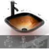 16.5" Bathroom Vessel Sink Artistic Single Tempered Glass Basin Countertop Bowl Sink, W/Water Save Faucet Pop Up Drain ﻿ 6