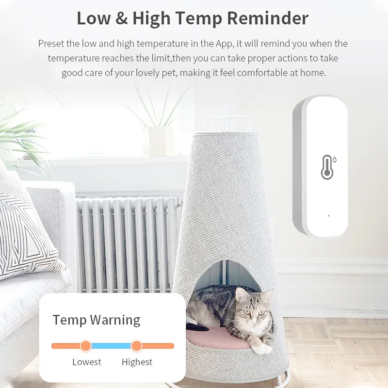 Cozylife Smart Home Temperature and Humidity Sensor WiFi Indoor Thermometer Monitor Works with Google Assistant Alexa Cozylife
