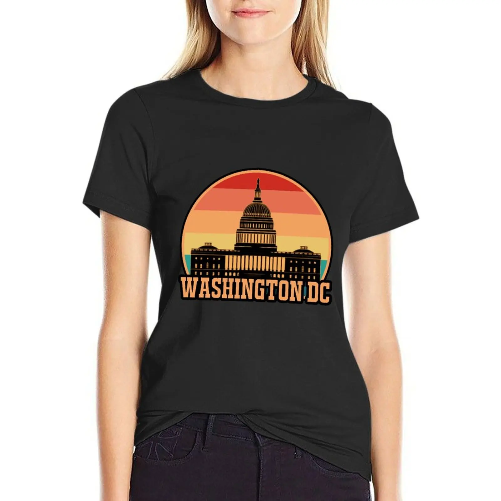 Vintage sunset Washington DC T-Shirt vintage clothes korean fashion plus size tops t shirt Women