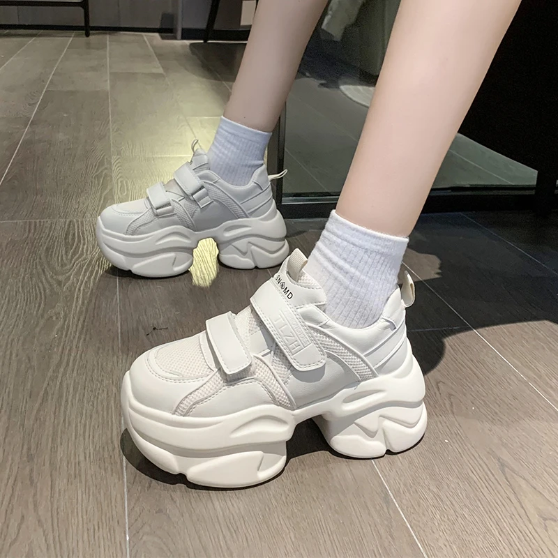 

2024 New Women's Sneakers Hook loop Black Dad Chunky Woman High Platform Sneakers Causal Shoes Outdoor Female shoes