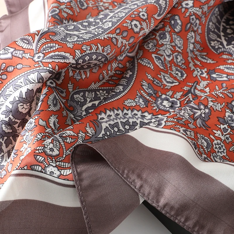 Luxus Platz Seide Haar Schal Frauen Neck Schalldämpfer Hijab Dame Schals Taschentuch Druck Weibliche ScarvesHead Bandana Bufanda – Detail 24