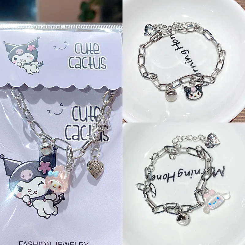 

Kawaii Sanrio Bell Bracelet Cartoon Adjustable Jewelry Kuromi Cinnamoroll Melody Cute Bracelet Gift Anime Accessories