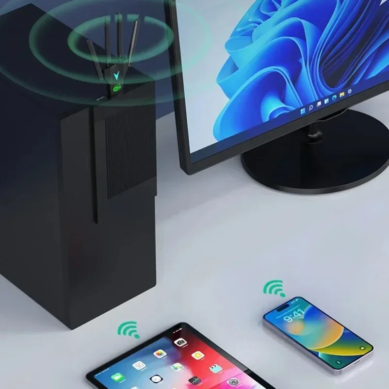 VIKEFON 4 안테나 1200Mbps WiFi USB 3.0 어댑터 2.4G/5GHZ 듀얼 밴드 WiFi 동글 무선 네트워크 카드 802.11AX For Win 10/11
