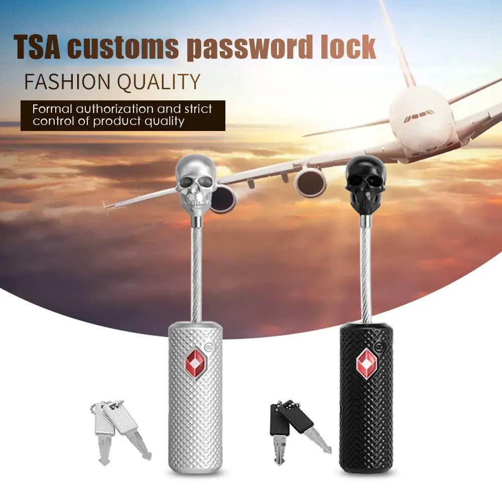 New Style Skull Metal Luggage Locks Three Digits Combination Padlock Mini Travel Bag Lock Secure