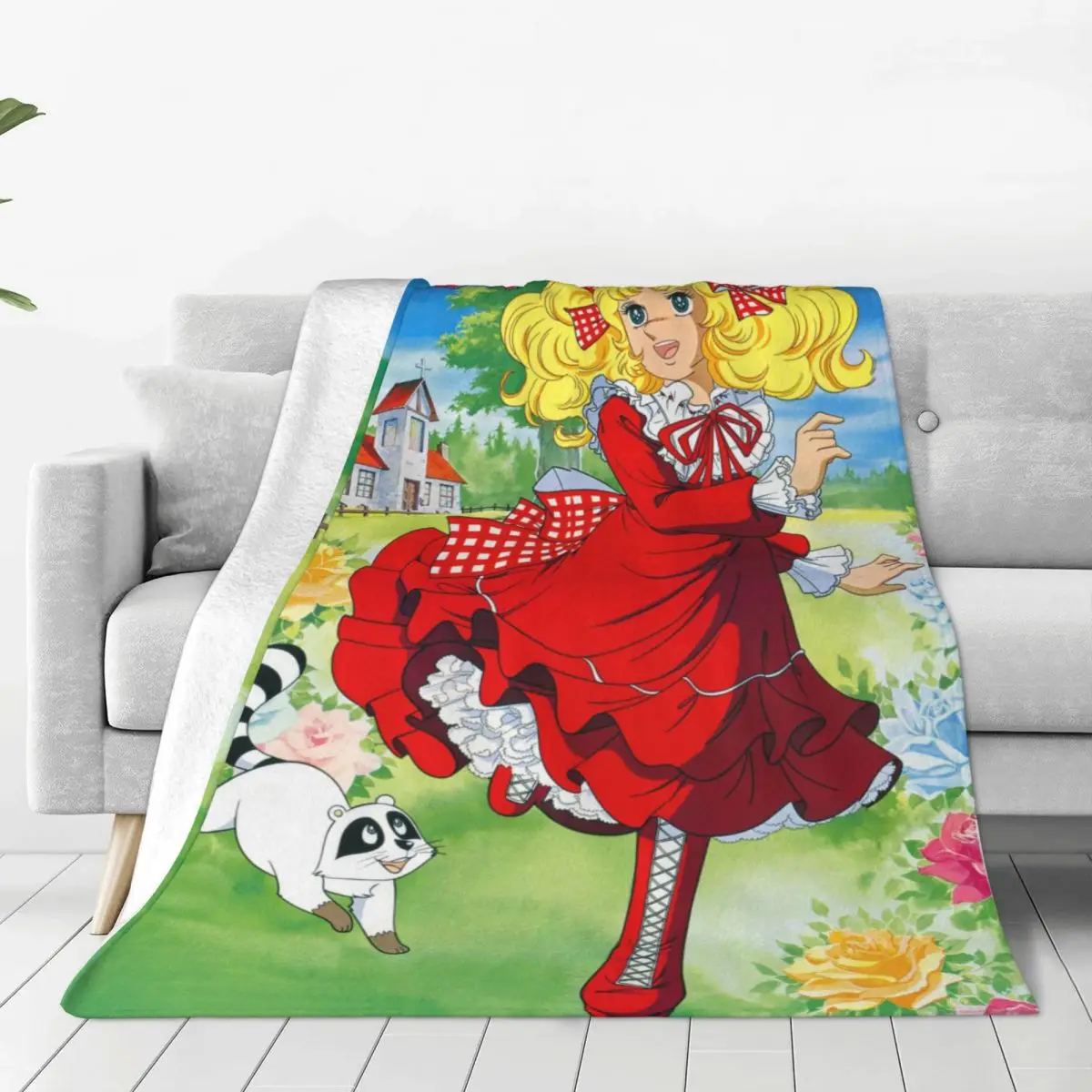 

Candy Candy Anime Knitted Blankets Fleece Kawaii Japanese Anime Super Soft Throw Blankets for Bedroom Sofa Bed Rug