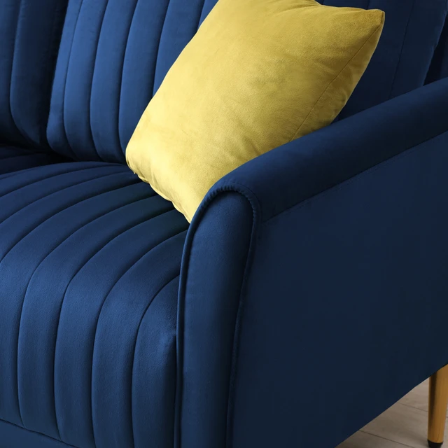 Oturma odası Modern hafif lüks L şekilli kanepe, çıkarılabilir ayak dayama  yeri ve oturma odası altın bacaklı kadife döşemeli 3 koltuklu kanepe (mavi)  - AliExpress