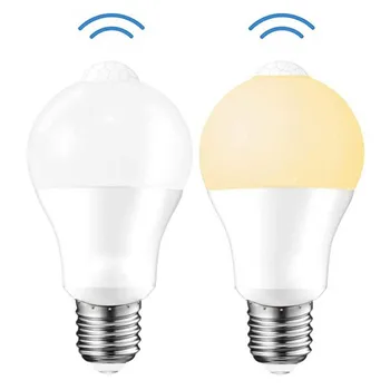 LED 모션 센서 전구, PIR 센서 조명, 자동 ON/OFF 야간 조명, 가정 주차 조명, 110V 220V, 20W, 18W, 15W, 12W, E27 LED 램프