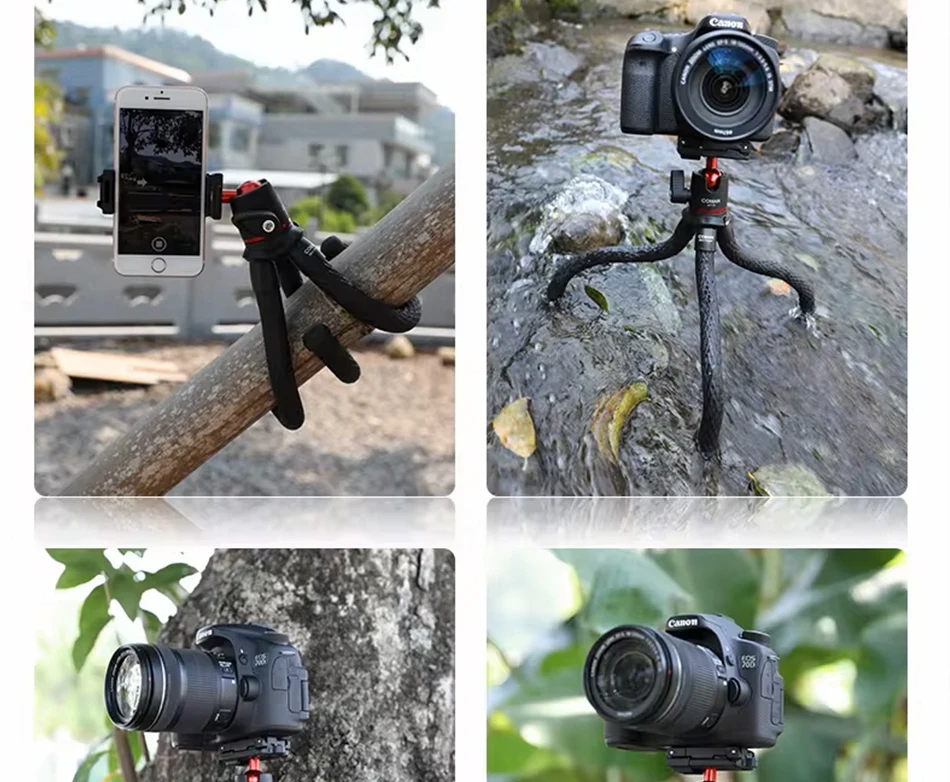 COMAN MT35 Flexibles Octopus-Stativ für Smartphone und DSLR-Kamera, 2-in-1-Design mit Handyhalterung, seitlicher Cold-Shoe-Befestigung und 1/4-Zoll-Schraube für Smartphones – Detail 16