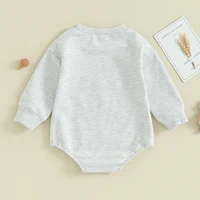 Citgeett Spring Infant Baby Girls Boys Autumn Bodysuit Gray Long Sleeve Letter Embroidery Casual Jumpsuit Clothes 2