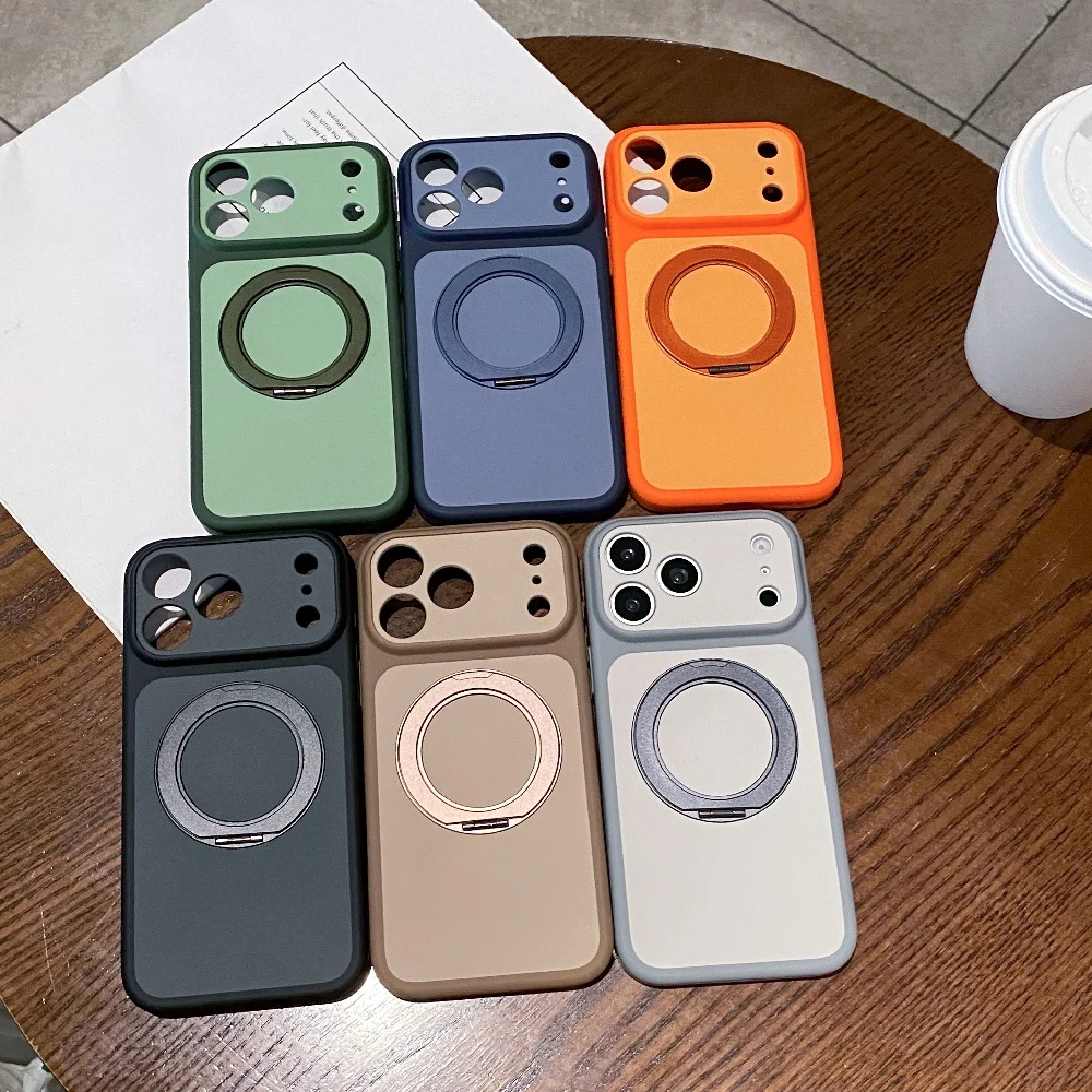 Luxury 360 Metal Ring Bracket Phone Case with Magnetic Holder and Stand, Shockproof Cover