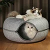 Wool Felt Cat Tunnel Nest – Modern Style Uncharged Donut Bed, Detachable & Washable All-Season Cat House, 1pc Cozy Cat Condo 4