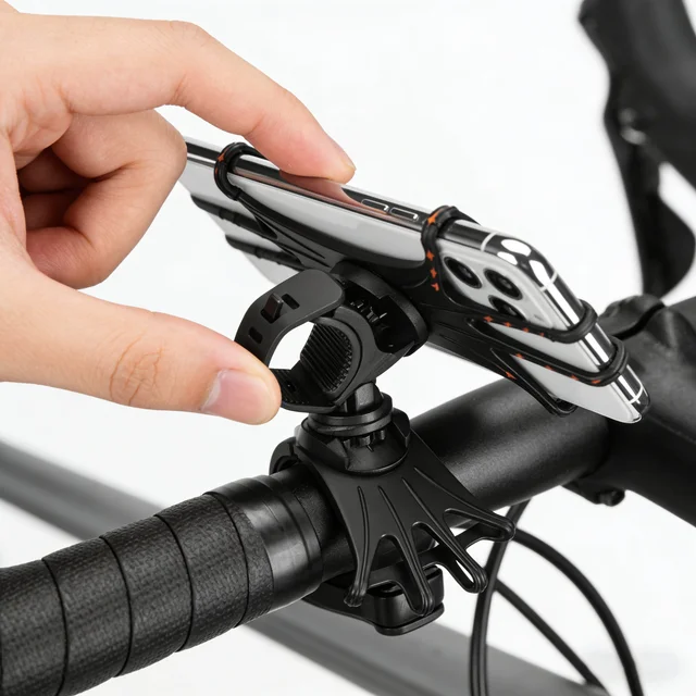 360 Rotating Silicone Bike Phone Holder, Shockproof Universal Mount for Bicycle Motorcycle Handlebar. 13 * 6 * 5