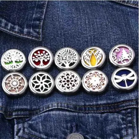 

Stainless Steel Brooch Ring Diffuser Locket Perfume Aroma 20mm Essential Oil Tree of Life Jewery For Women Gift 10pcs Free Pads