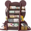 Brown Bear Kids Bookshelf Sling Toddler Bookcase 5-Tier Montessori Baby Book Rack Children Toy Storage Organizer Wood Display 1