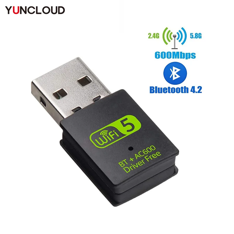 Dongle Wifi Usb Adattatore Wifi Usb 2.0 Con Ricevitore Wifi Wireless Bt 600Mbps 2.4G 5G Scheda Di Rete Wifi Driver Gratuito Per Computer