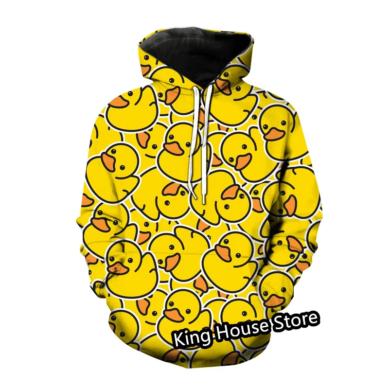 Autumn Men's Hoodie Fashion Luxury Cartoon Yellow Duck Oversized  Sportwear Male 3D Printed Hoodie Trend Sweatshirt Clothes Top