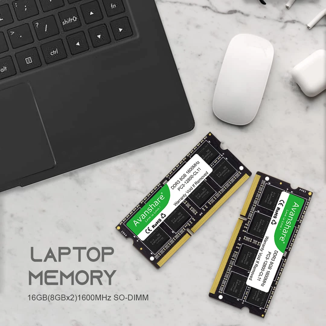 Avanshare Ram Memory DDR3 DDR4 DDR5 Sodimm 4GB 8GB 16GB 32GB 1333 1600 2400 2666 3200 5600MHz PC5 PC4 PC3L PC3 Laptop Computer laptop memory module laptop ram memory notebook ram memory