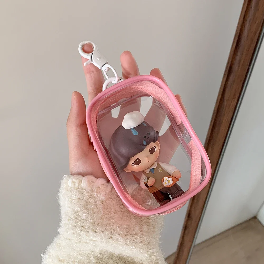 PVC Transparent Mini Storage Bag Mystery Bag Keychain Storage Cute Doll Earphone Charger storage bag