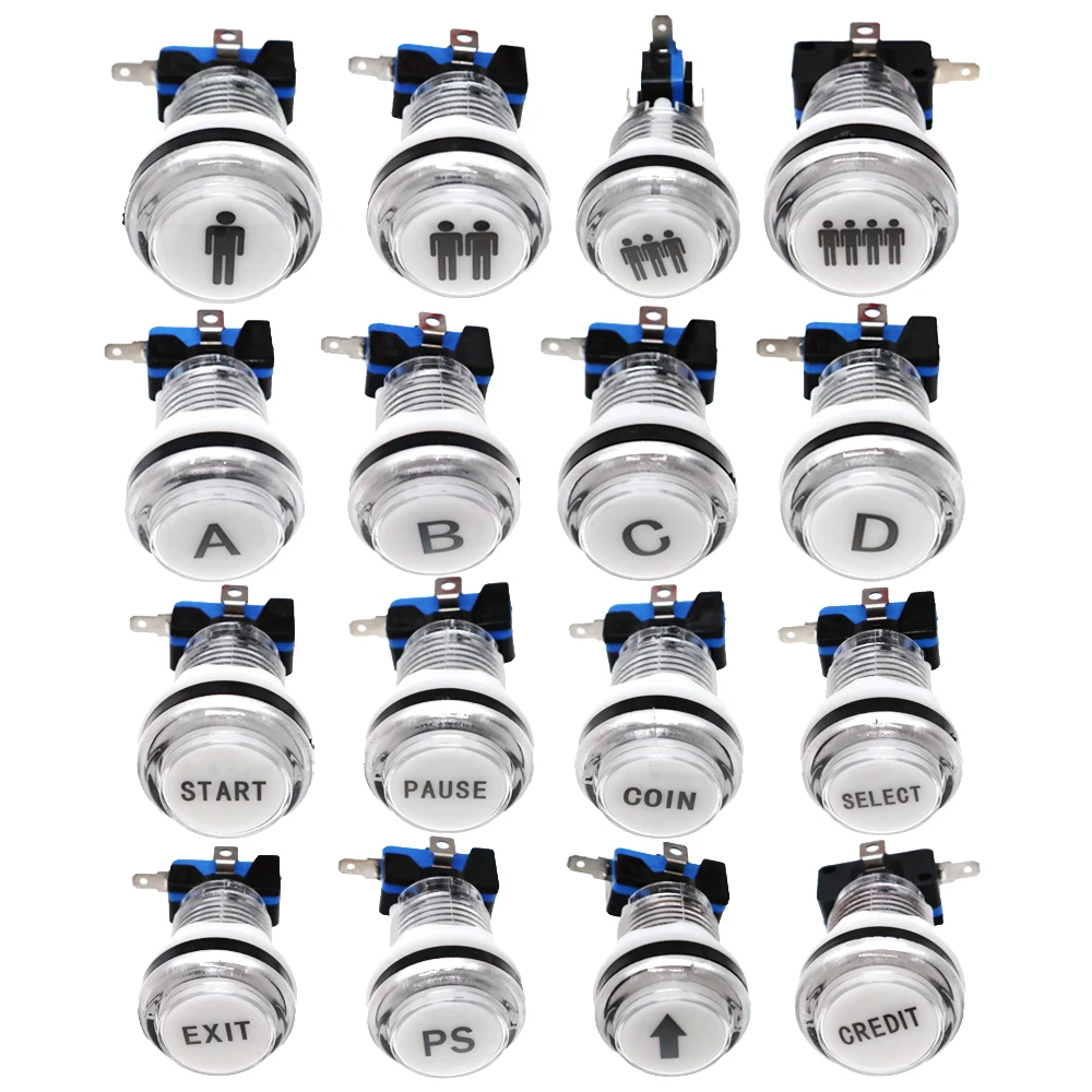 30mm アーケードラウンド 12V LED ボタンカラフルなプッシュボタン、1P、2P、コイン、スタート、一時停止、終了、選択、ステッカーボタン付き  - AliExpress