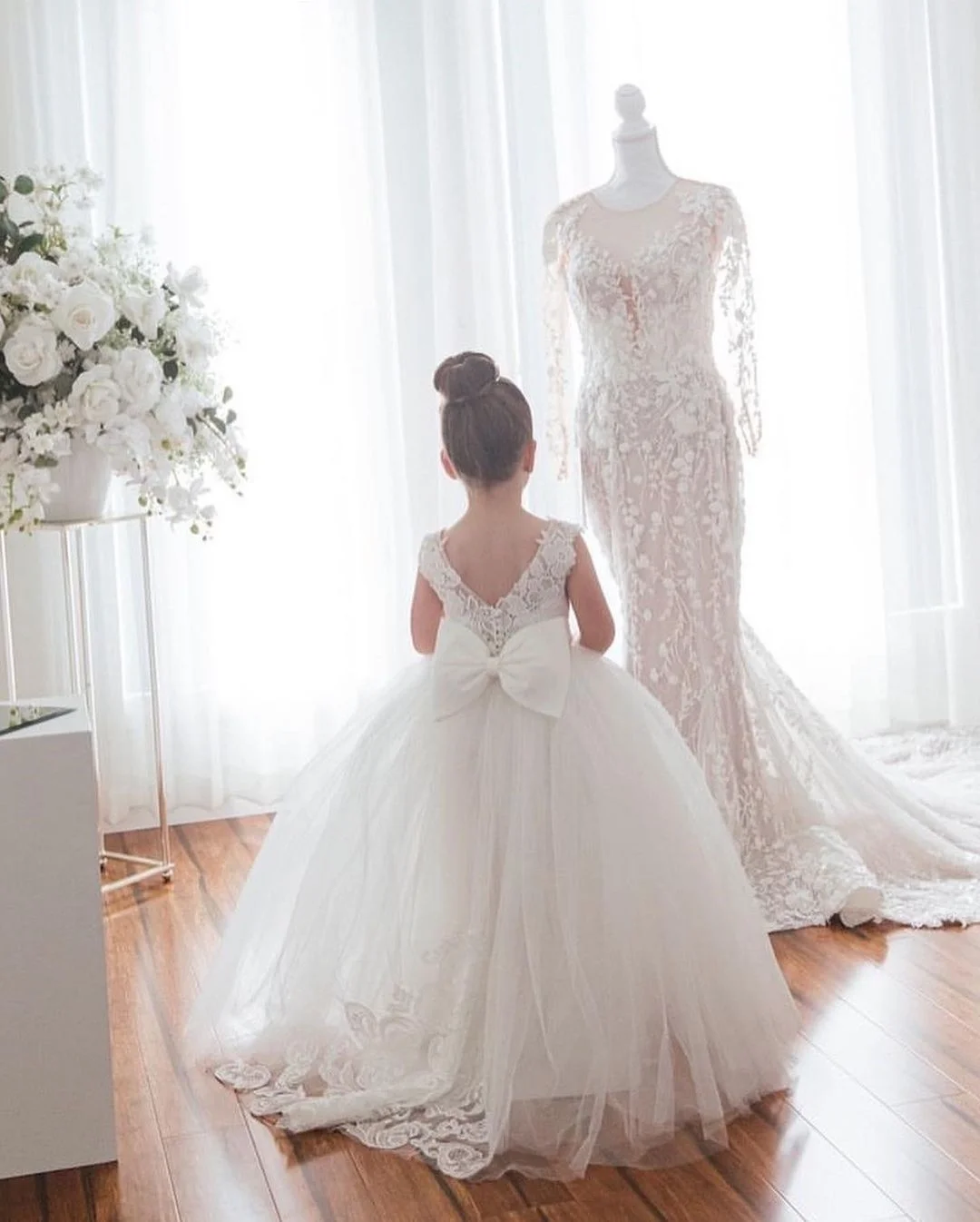 Lace Tulle Flower Girl Dresses BABYONLINE 3-9 Years Princess for Kid Child Wedding Party Long Train Junior Bridesmaid Gown flower girl dresses,girls dresses