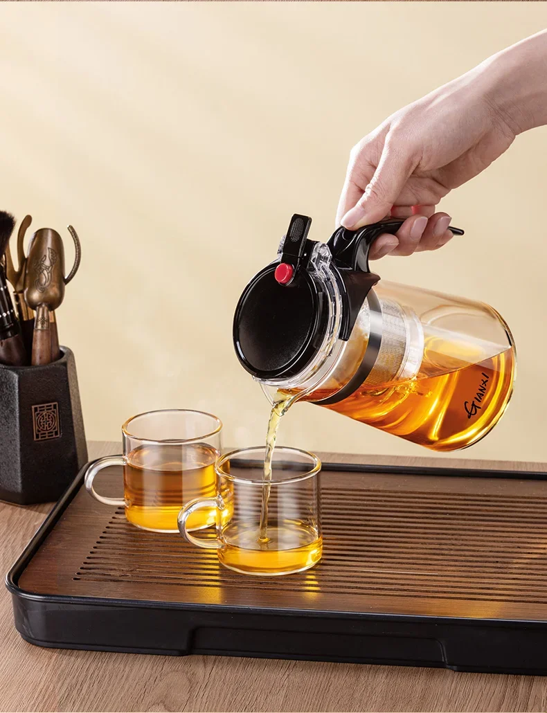 Teapot With Infuser Thickened Glass Heated Resistant Tea Pot One-button Filtering Tea Separation Kettle Tea Coffee Maker Teapot With Infuser Thickened Glass Heated Resistant Tea Pot One-button Filtering Tea Separation Kettle Tea Coffee Maker