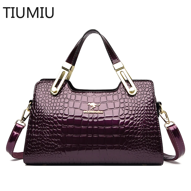 

Luxury Handbags Designer Female Bag Bright Leather Ladies Handbag Large Capacity Hand Crossbody Bags Western Style Commuter Bag