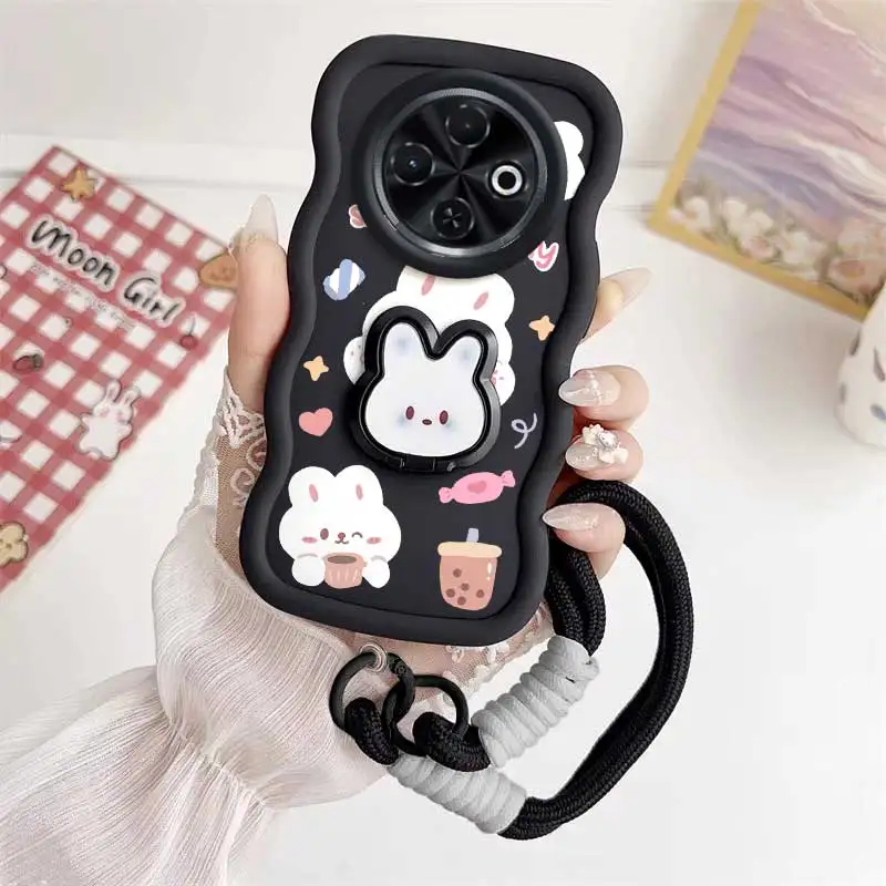 Cute Rabbit Phone Case Set with Lanyard and Stand - 3 Piece Set