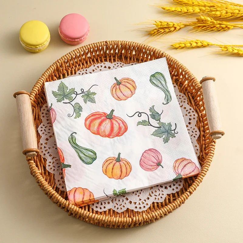 10/20pcs 33cm 2Ply Thanksgiving Pumpkin Colourful Paper Napkins Party Napkins Decorative Paper Placemats Butterfly Bartlet