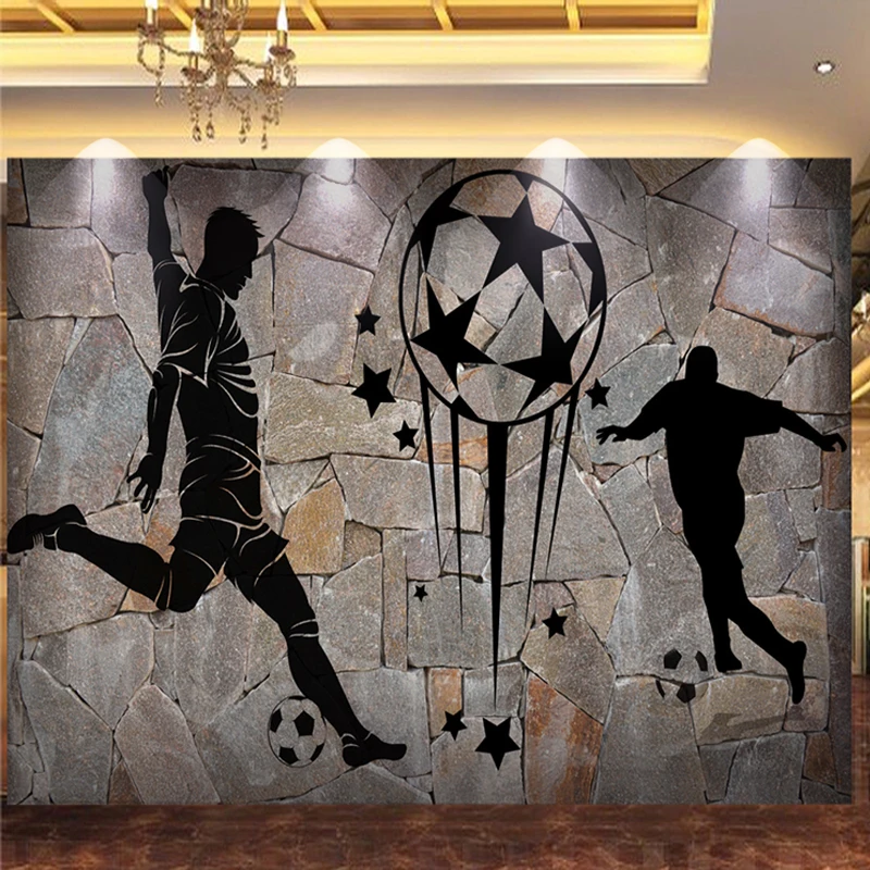 

Custom 3D Photo Wallpaper Retro Nostalgia Soccer Stone Grain Mural Paper for Bar KTV Tooling Room Change Background Wall Decor