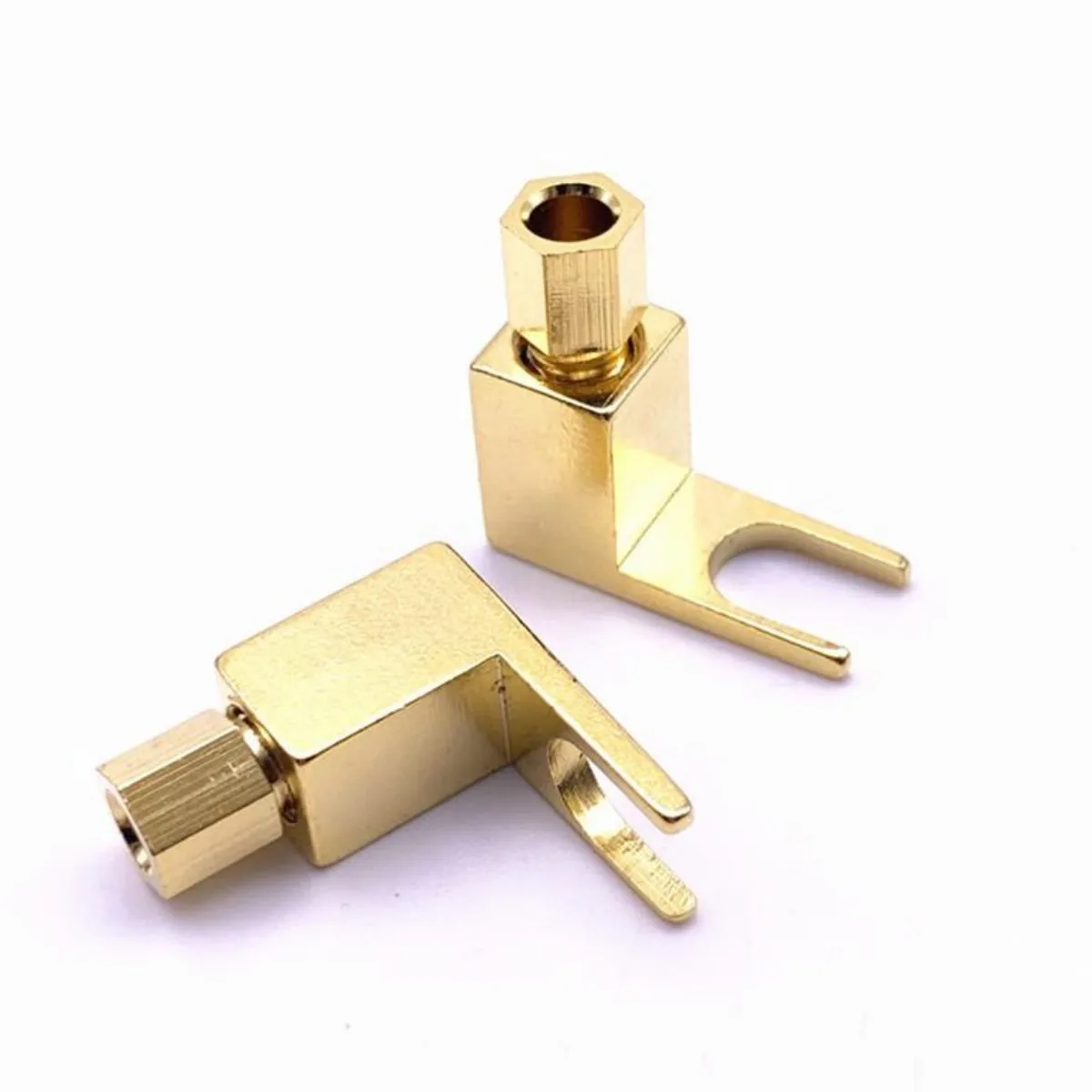 10pcs 고품질 골드 도금 스피커 포크 잭 커넥터 스페이드 플러그 4mm U 바나나 플러그 스페이드 어댑터