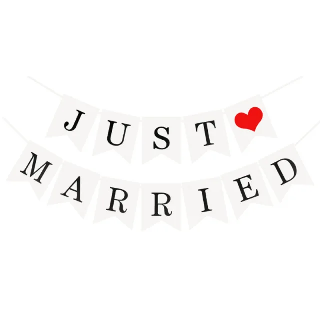 Wedding Party Decoration Just Married Scalloped Heart Bunting Banner Garland 