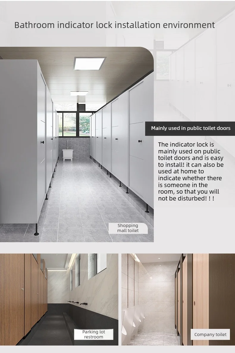 1 Set Indikator-Türschloss aus Zinklegierung für WC-Trennwände mit Rot-Grün-Anzeige für öffentliche Toiletten/WC – Detail 4